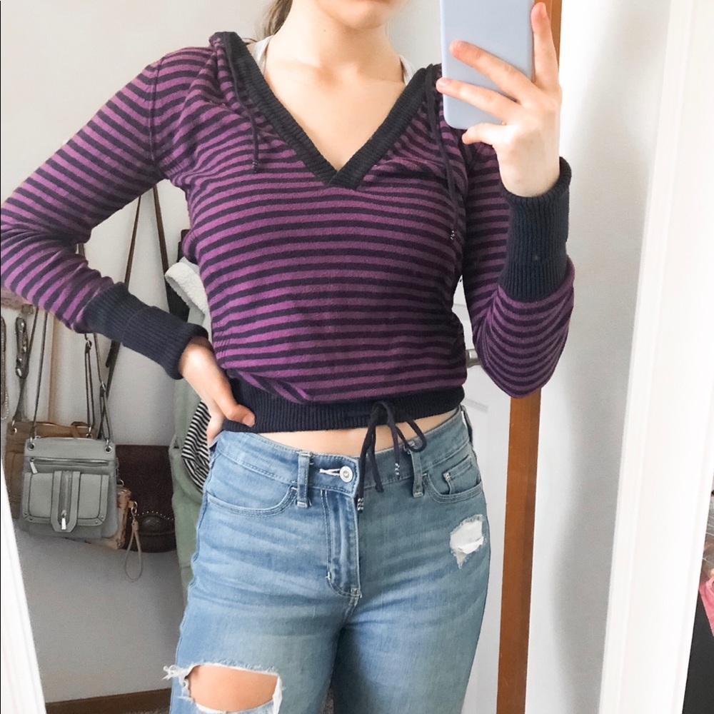 purple striped american eagle hoodie